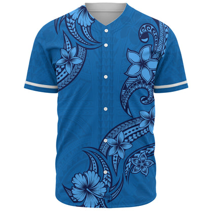 Hawaii Baseball Shirt Plumeria Tribal Wave