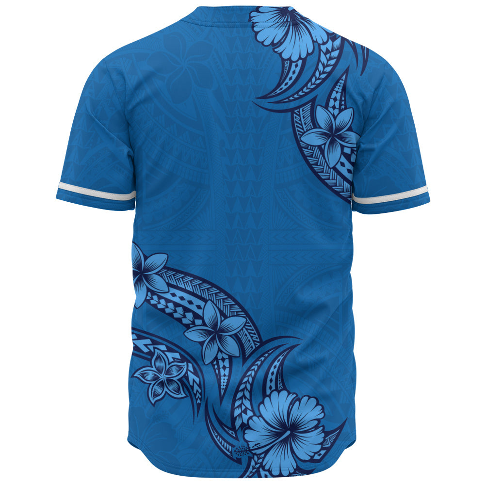 Hawaii Baseball Shirt Plumeria Tribal Wave