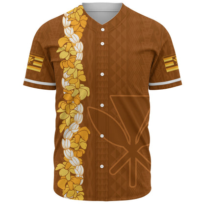 Hawaii Baseball Shirt Flower Lei Kanaka Maoli Polynesia Island Style