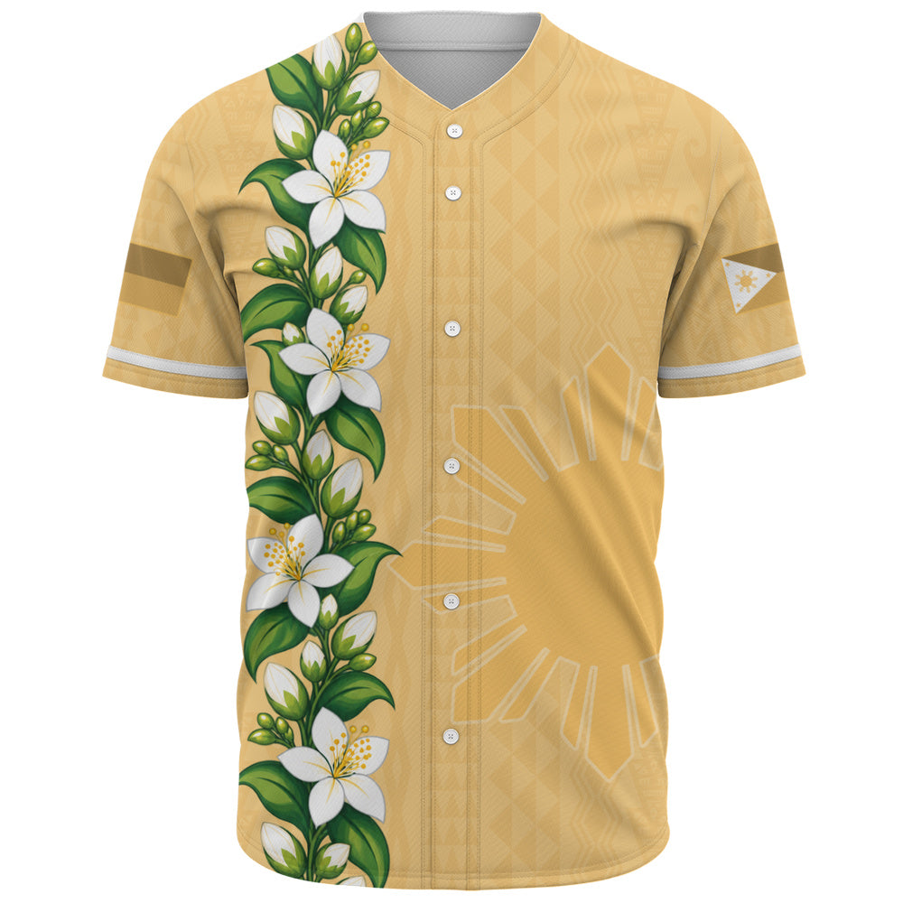 Philippines Filipinos Baseball Shirt Sampaguita Flower Tribal Polynesian Sun Island Style
