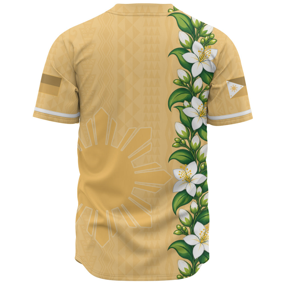 Philippines Filipinos Baseball Shirt Sampaguita Flower Tribal Polynesian Sun Island Style