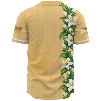 Philippines Filipinos Baseball Shirt Sampaguita Flower Tribal Polynesian Sun Island Style