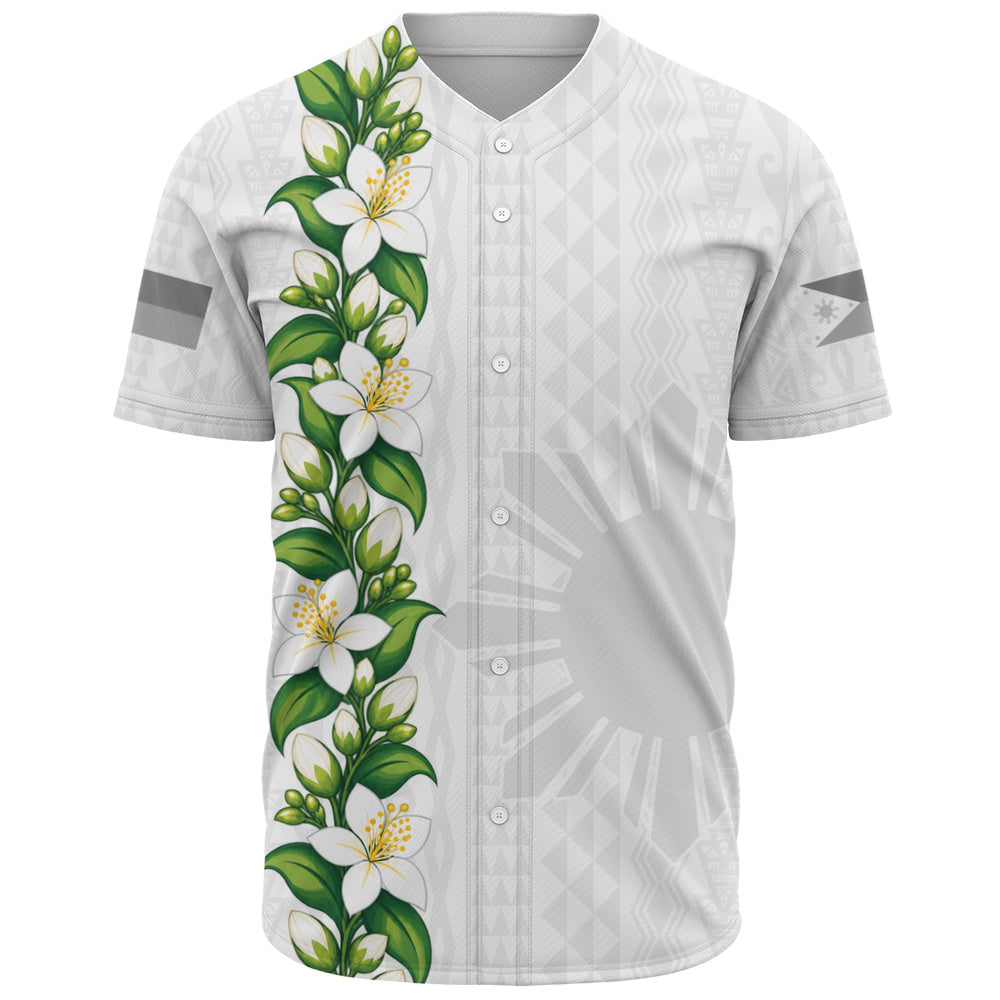 Philippines Filipinos Baseball Shirt Sampaguita Flower Tribal Polynesian Sun Island Style
