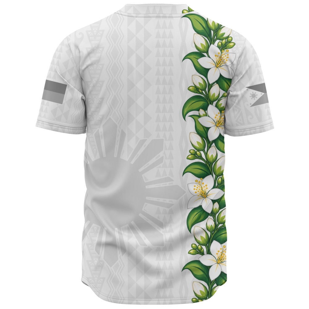 Philippines Filipinos Baseball Shirt Sampaguita Flower Tribal Polynesian Sun Island Style