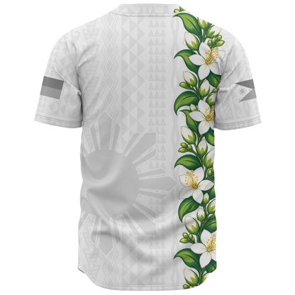 Philippines Filipinos Baseball Shirt Sampaguita Flower Tribal Polynesian Sun Island Style