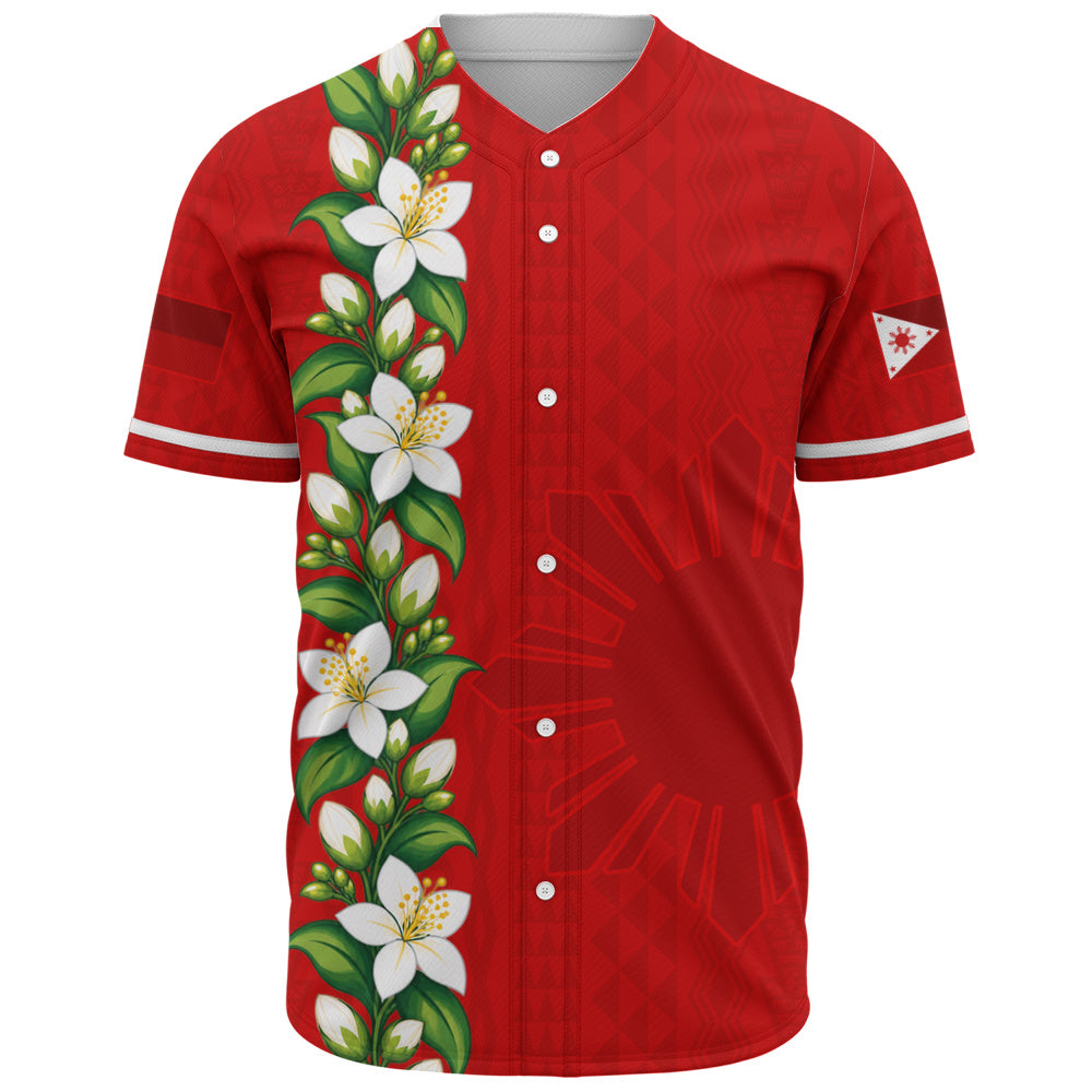 Philippines Filipinos Baseball Shirt Sampaguita Flower Tribal Polynesian Sun Island Style