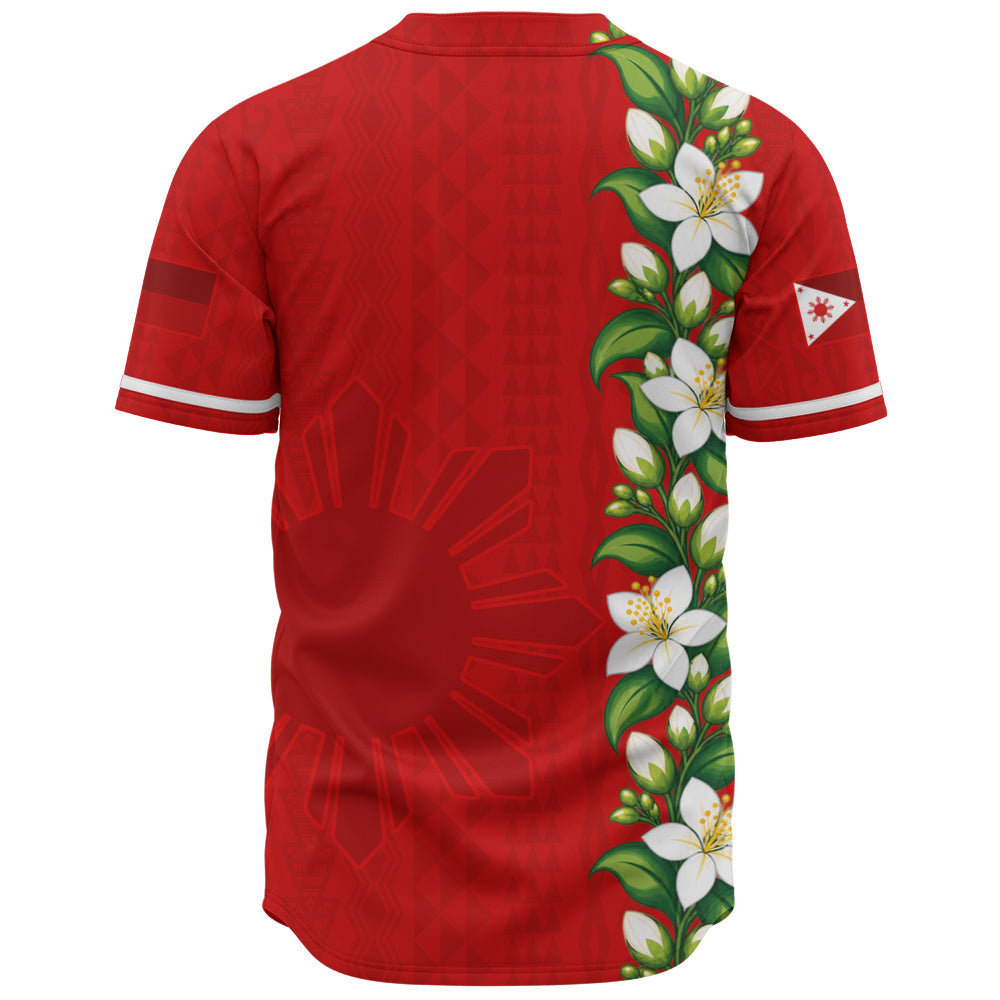 Philippines Filipinos Baseball Shirt Sampaguita Flower Tribal Polynesian Sun Island Style