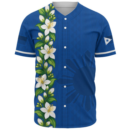 Philippines Filipinos Baseball Shirt Sampaguita Flower Tribal Polynesian Sun Island Style