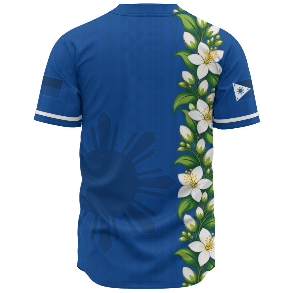 Philippines Filipinos Baseball Shirt Sampaguita Flower Tribal Polynesian Sun Island Style