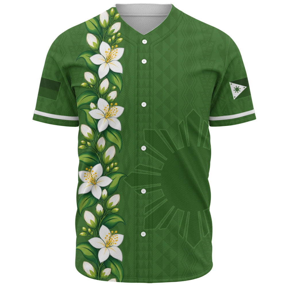 Philippines Filipinos Baseball Shirt Sampaguita Flower Tribal Polynesian Sun Island Style