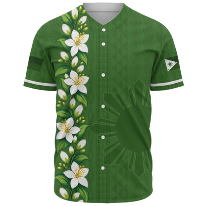 Philippines Filipinos Baseball Shirt Sampaguita Flower Tribal Polynesian Sun Island Style