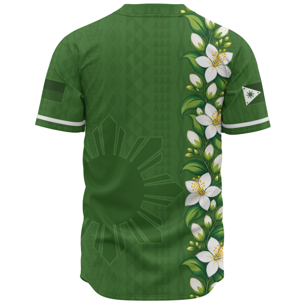 Philippines Filipinos Baseball Shirt Sampaguita Flower Tribal Polynesian Sun Island Style
