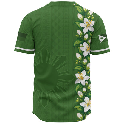 Philippines Filipinos Baseball Shirt Sampaguita Flower Tribal Polynesian Sun Island Style