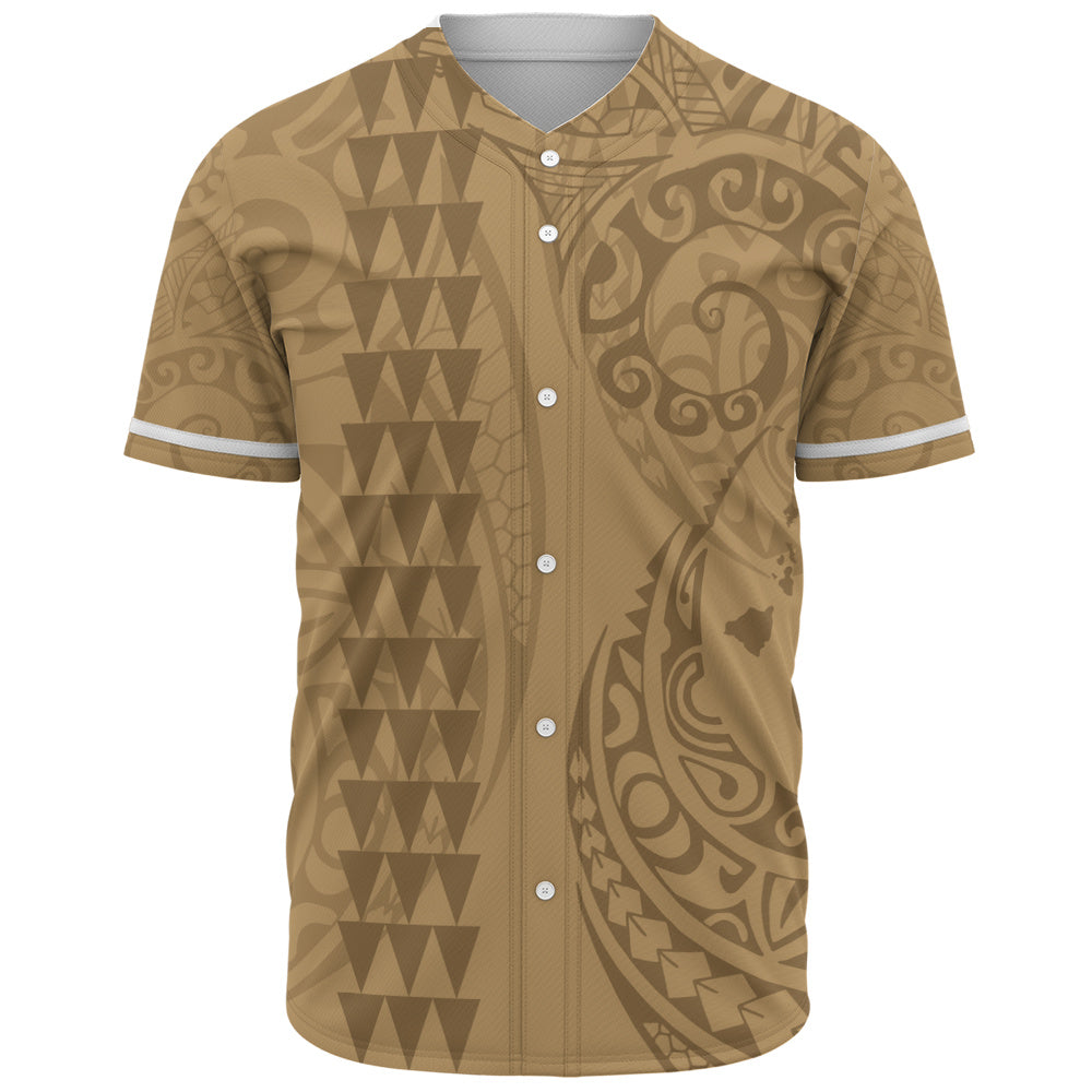 Hawaii Baseball Shirt Map Kakau Style Golden