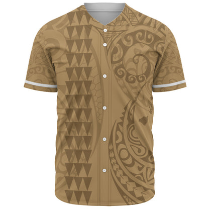 Hawaii Baseball Shirt Map Kakau Style Golden