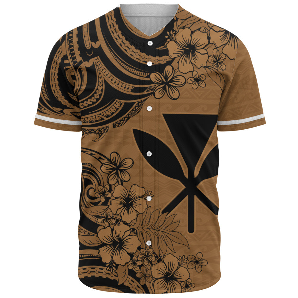 Hawaii Baseball Shirt Kanaka Maoli Hibiscus Polynesian Tribal Print Style