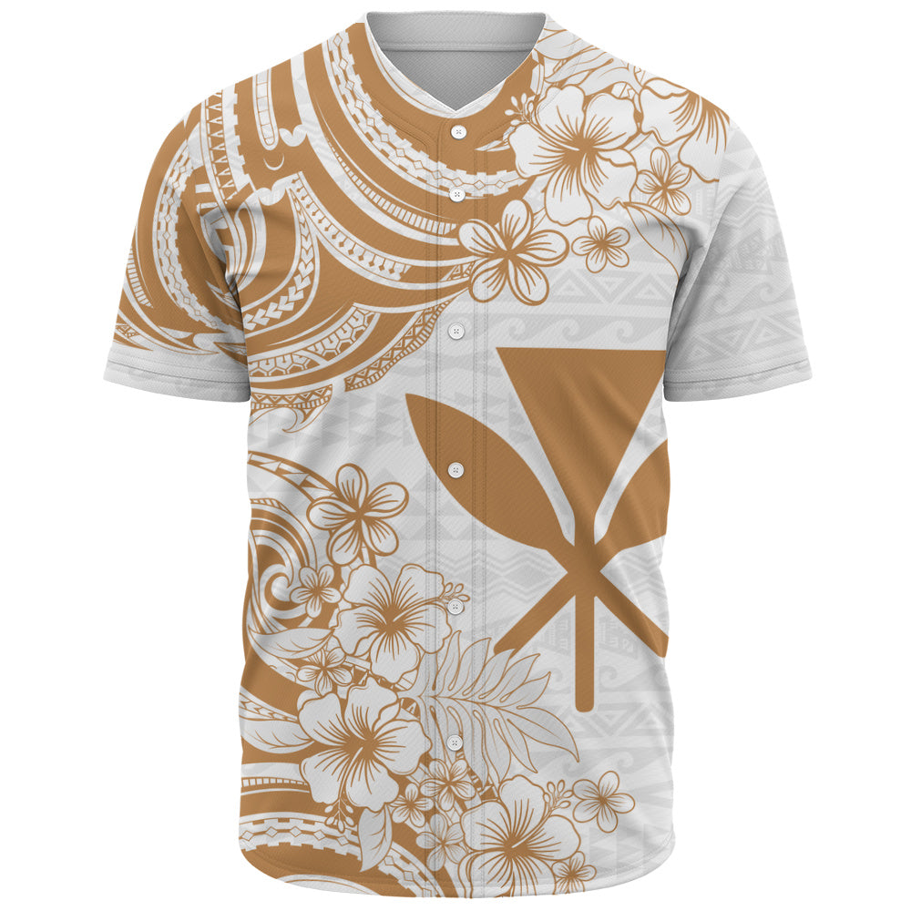Hawaii Baseball Shirt Kanaka Maoli Hibiscus Polynesian Tribal Print Style
