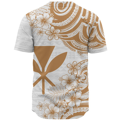 Hawaii Baseball Shirt Kanaka Maoli Hibiscus Polynesian Tribal Print Style