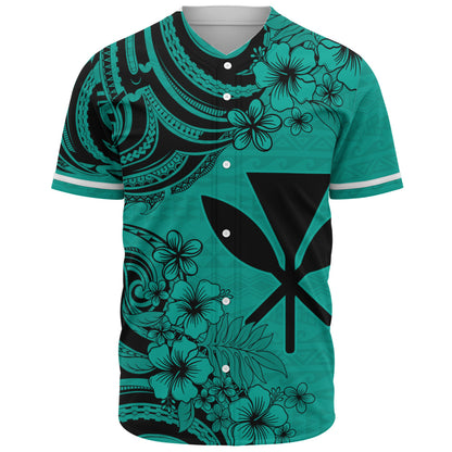 Hawaii Baseball Shirt Kanaka Maoli Hibiscus Polynesian Tribal Print Style
