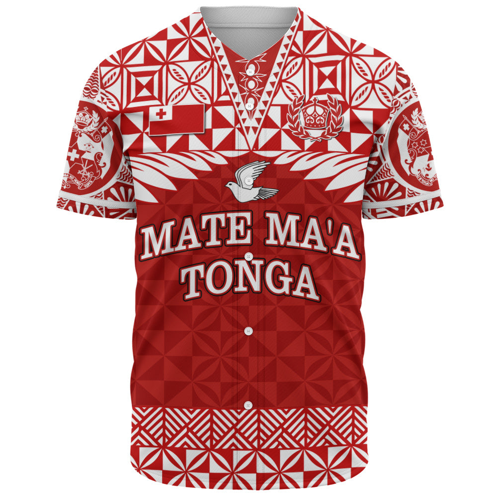 Tonga Baseball Shirt Mate Ma'a Tonga Rugby Royal Crown Polynesian Tribal Pride