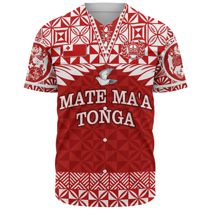 Tonga Baseball Shirt Mate Ma'a Tonga Rugby Royal Crown Polynesian Tribal Pride