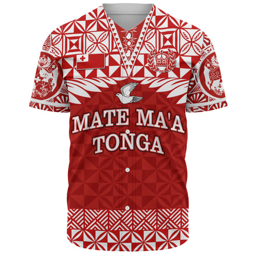 Tonga Baseball Shirt Mate Ma'a Tonga Rugby Royal Crown Polynesian Tribal Pride