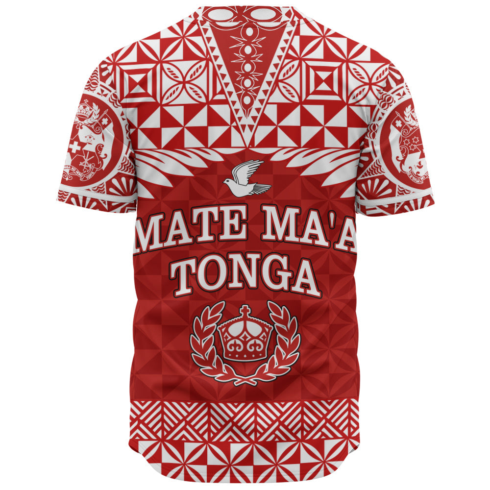 Tonga Baseball Shirt Mate Ma'a Tonga Rugby Royal Crown Polynesian Tribal Pride