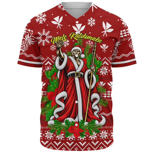 Hawaii Baseball Shirt Mele Kalikimaka King Kamehameha Santa Polynesian Holiday Spirit