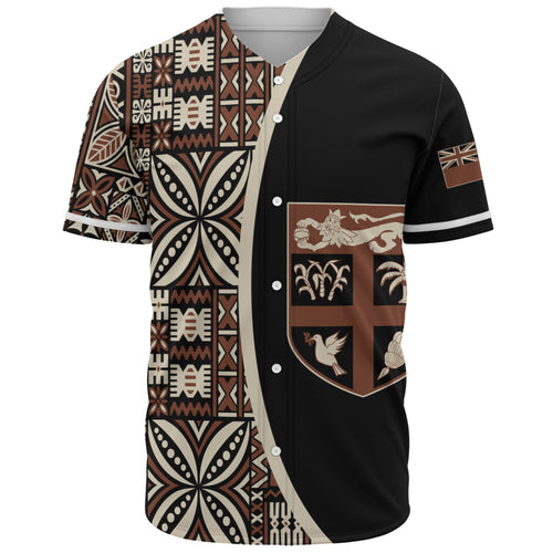 Fiji Baseball Shirt Coat Of Arms Traditional Fijian Tribal Heritage