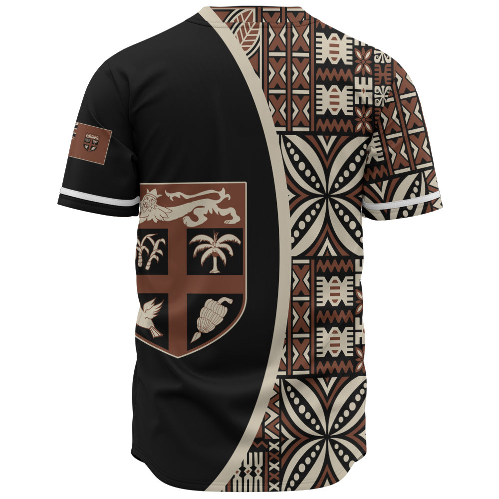 Fiji Baseball Shirt Coat Of Arms Traditional Fijian Tribal Heritage