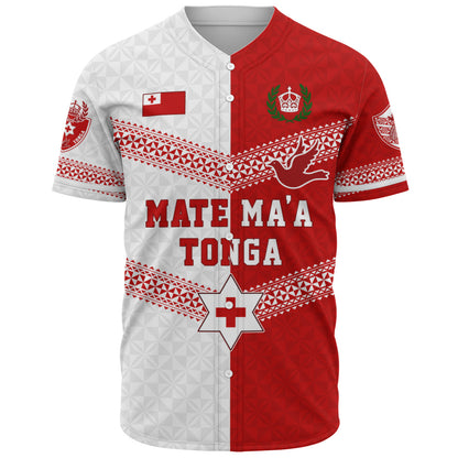 Tonga Baseball Shirt Mate Ma'a Tonga Rugby Ngatu Tribal Half Style