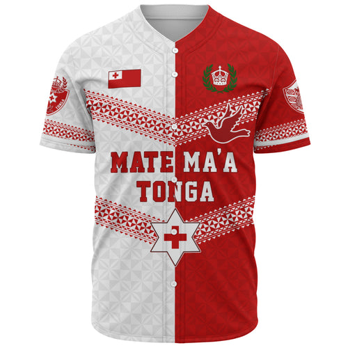 Tonga Baseball Shirt Mate Ma'a Tonga Rugby Ngatu Tribal Half Style