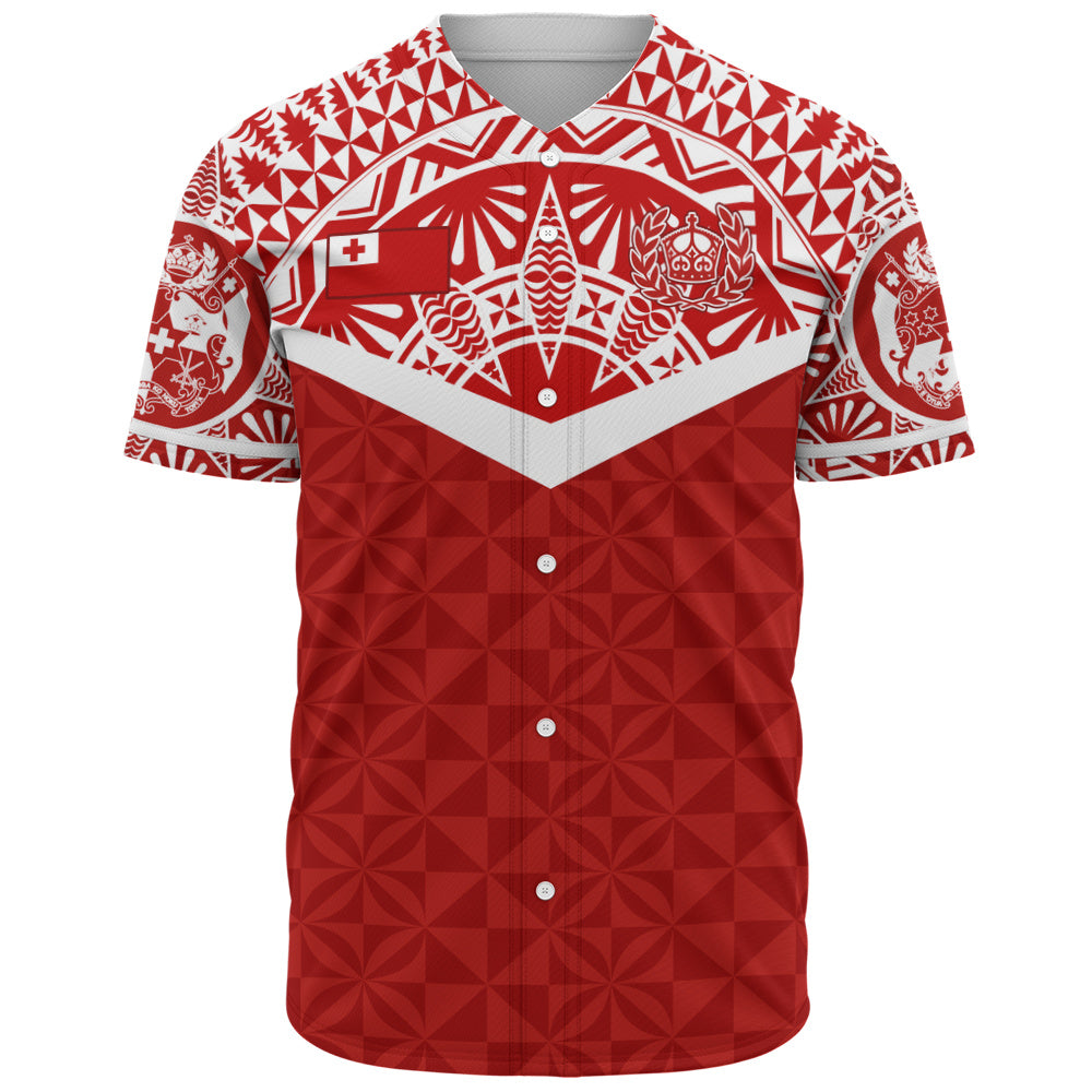Tonga Baseball Shirt Royal Tongan Crest Polynesian Tribal Rugby Heritage Style