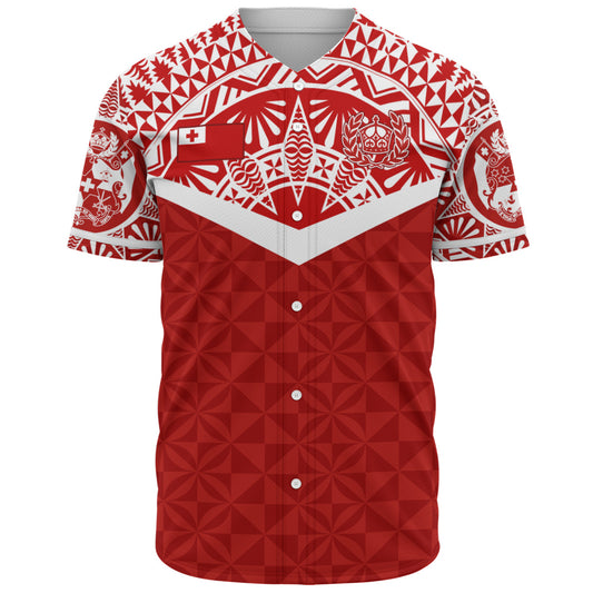 Tonga Baseball Shirt Royal Tongan Crest Polynesian Tribal Rugby Heritage Style