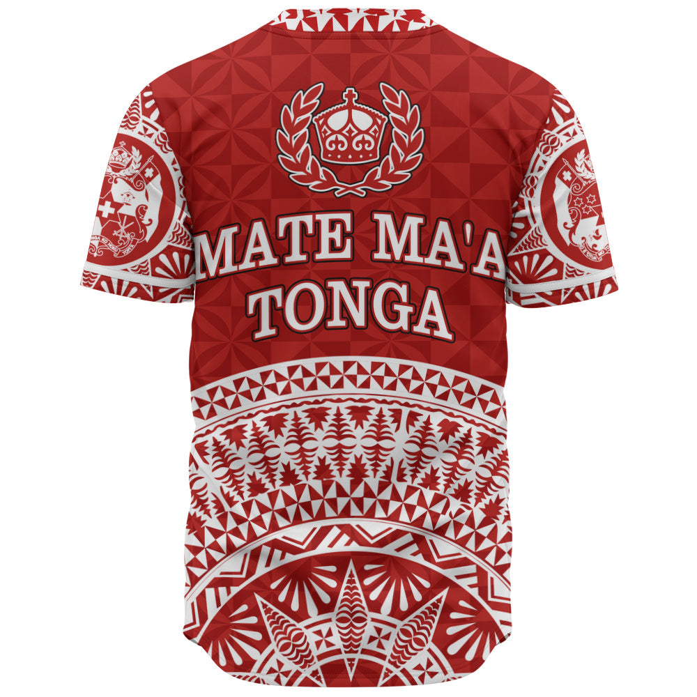 Tonga Baseball Shirt Royal Tongan Crest Polynesian Tribal Rugby Heritage Style