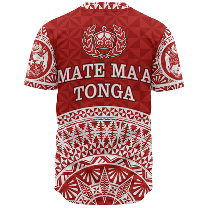 Tonga Baseball Shirt Royal Tongan Crest Polynesian Tribal Rugby Heritage Style