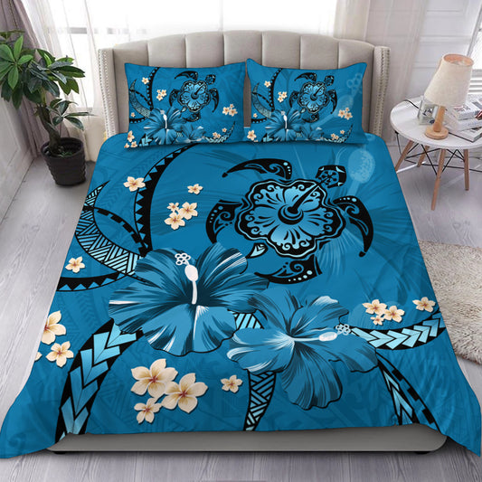 Hawaii Bedding Set Blue Honu Hibiscus Island Harmony