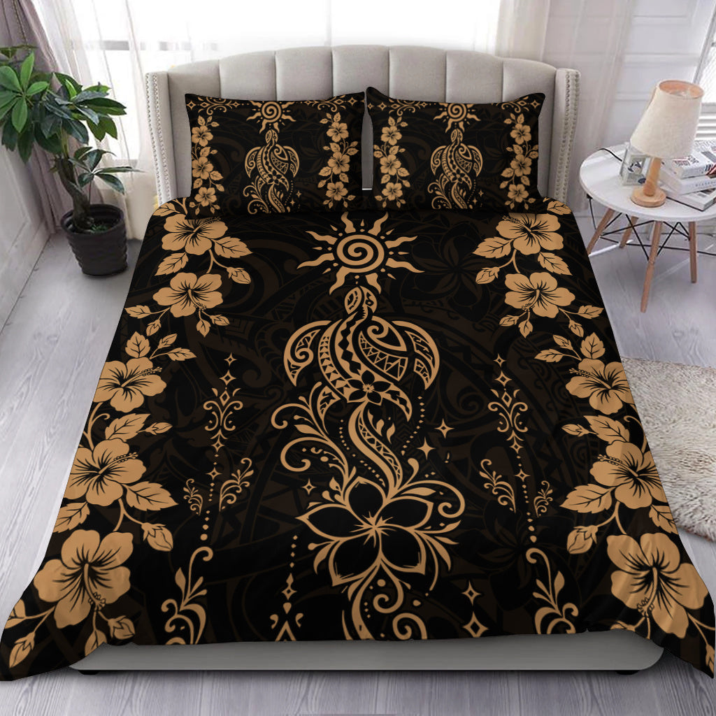 Hawaii Bedding Set Vintage Honu Hibiscus Floral Elegance