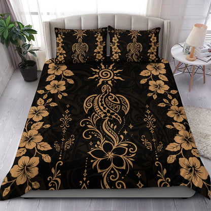Hawaii Bedding Set Vintage Honu Hibiscus Floral Elegance