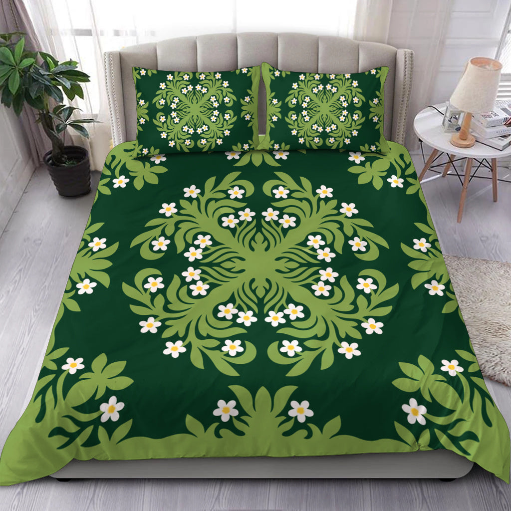 Hawaii Bedding Set Emerald Tropical Floral Garden Elegance