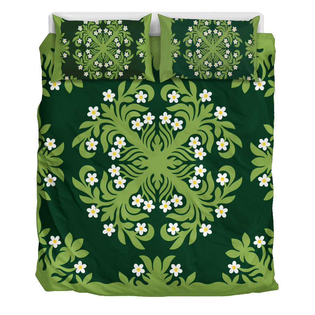 Hawaii Bedding Set Emerald Tropical Floral Garden Elegance