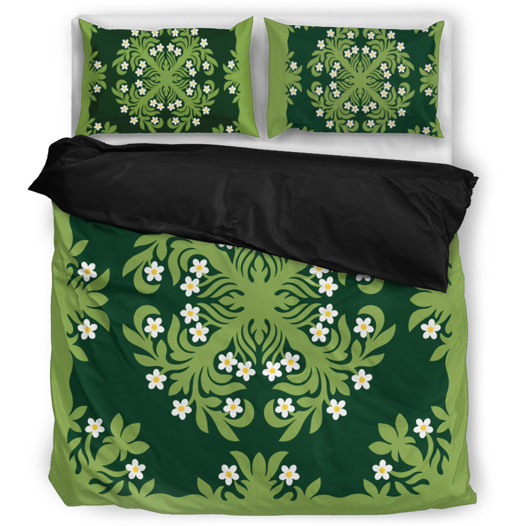 Hawaii Bedding Set Emerald Tropical Floral Garden Elegance