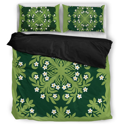 Hawaii Bedding Set Emerald Tropical Floral Garden Elegance