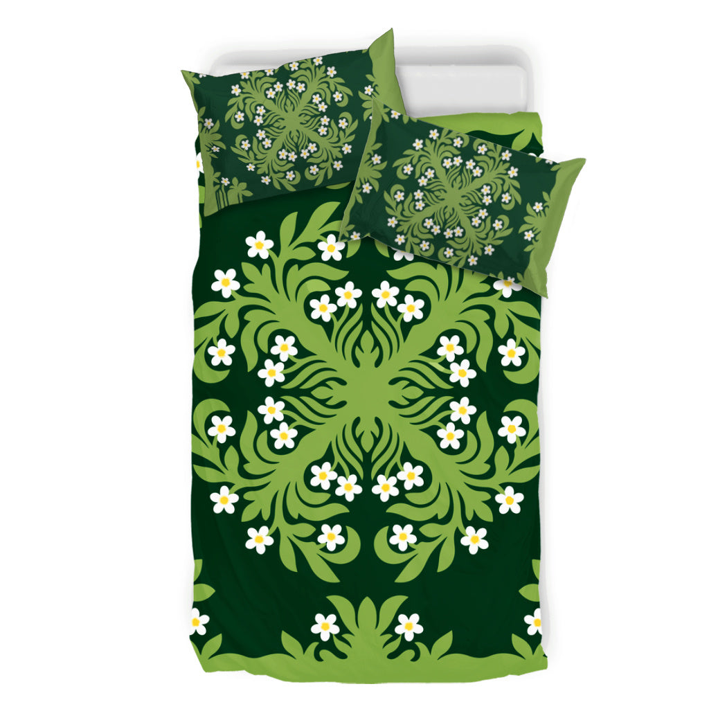 Hawaii Bedding Set Emerald Tropical Floral Garden Elegance