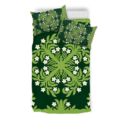 Hawaii Bedding Set Emerald Tropical Floral Garden Elegance