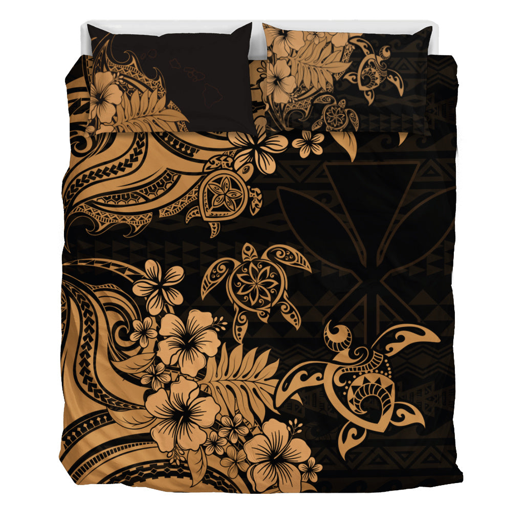 Hawaii Bedding Set Kanaka Maoli Hibiscus Polynesian Tribal Turtle Print Style