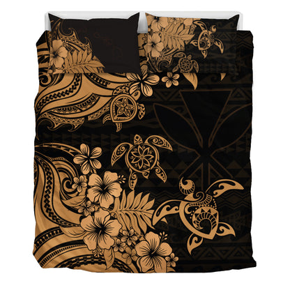 Hawaii Bedding Set Kanaka Maoli Hibiscus Polynesian Tribal Turtle Print Style