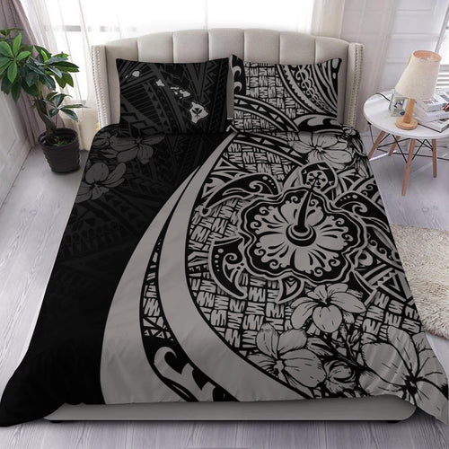 Hawaii Bedding Set Hibiscus Polynesian Tribal Wave Elegance