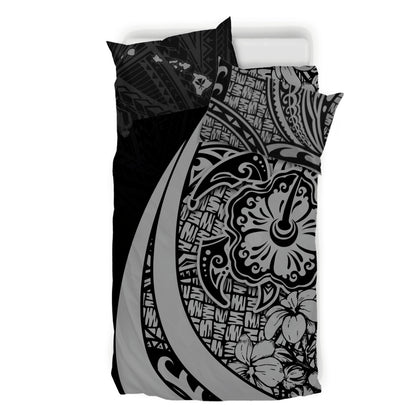 Hawaii Bedding Set Hibiscus Polynesian Tribal Wave Elegance