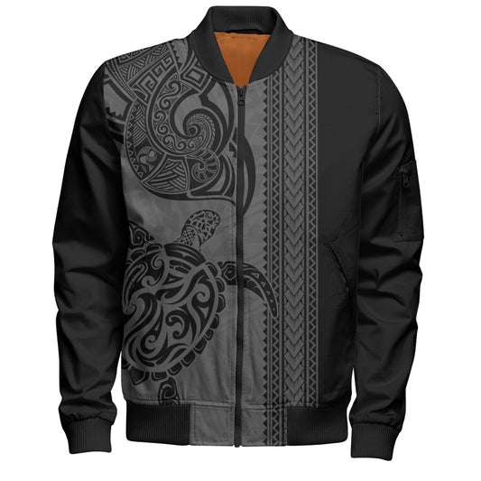 Hawaii Bomber Jacket Polynesia Tribal Turtle Tattoo